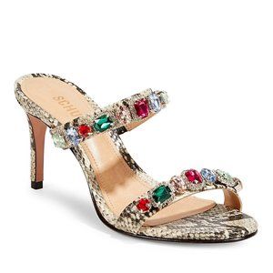 SCHUZ Areta Leather Sandals Size 8.5 with FUN MULTI-COLOURED STONES